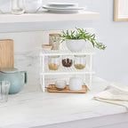 Amazon Basics Space-Saving Stackable Metal Kitchen Cabinet Organizer Shelves for Dishes, Pantry Organization, 12.5" L x 8" D x 4.5" H, Set of 2, White - Image 7