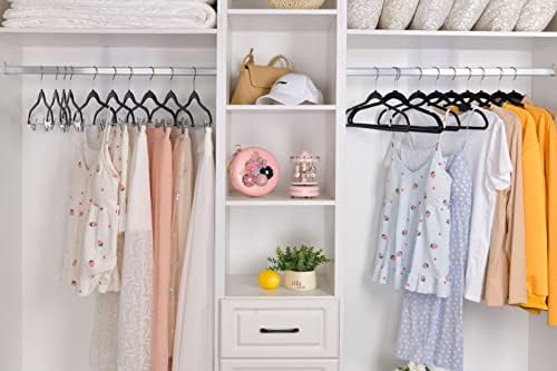 Quality Hangers 20 Pack Plastic Hangers for Clothes - Slim Non-Velvet Hangers with 360° Swivel Chrome Hook & Non Slip Notches - Ideal for Dresses Coats Shirts Jackets & More - Black - Image 2