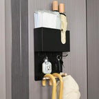 Magnetic Key Holder & Umbrella Holder for Wall, Multi-Functional Entryway Shelf for Tissues. Sturdy Hooks for Keys, Bags. Space Saving Organizer for Apartment, Dorm Room (Black) by ADEVZO
