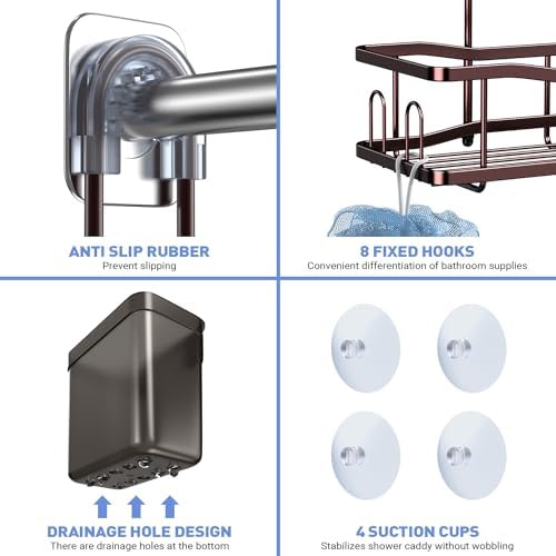 Hanging Shower Caddy Over Shower Head - No Drill Rustproof Shower Rack - Image 5