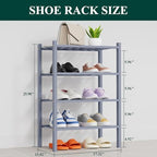 Smiry Bamboo Shoe Rack, 8 Vertical Slats, 4 Tier - 17.3" Wide, Grey - Image 2