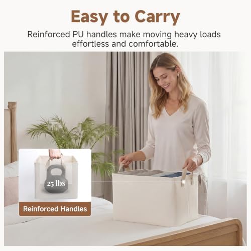 StorageWorks Fabric Storage Bins, Storage Basket for Shelves, Beige, 2-Pack - Image 4