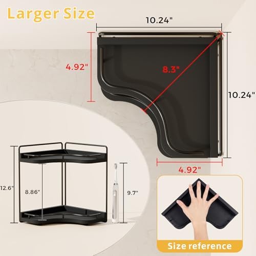 2-Tier Corner Bathroom Counter Organizer, Larger Size - Image 3