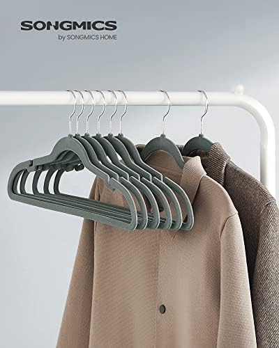 SONGMICS Velvet Hangers 50 Pack, Non-Slip Clothes Hangers with Shoulder Notches, Pants Bar, 360° Swivel Hook, Space-Saving, for Closet, Gray UCRF029G05 | Suit Hangers with Shoulder Notches, Pants Bar, 360° Swivel Hook, for Closet, Gray, BREANNA Collect... - Image 2