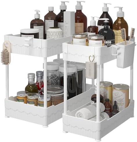 Sevenblue 2-Pack Under Sink Organizer with Hooks & Hanging Cup for Kitchen by Sevenblue