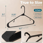 HOUSE DAY Black Plastic Hangers 10 Pack, Slim Space-Saving Clothes Hangers - Image 3