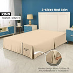 King Bed Skirt, Hides Under-Bed Storage 16 Inch Drop, Pleated, Beige - Image 2