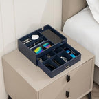 ProCase 2 Layers Valet Tray Gift for Men, Nightstand Organizer EDC Dump Catchall Trays with Phone Charging Station, Dresser Top Table Beside Entryway Storage Box -Black - Image 5