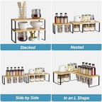 NEX Bamboo Cabinet Organizer Shelf, Kitchen Counter Shelves Set of 2 - Image 6