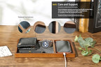 Shinpuru Wooden Valet Tray for Men, Nightstand Organizer with Leather Inlay, EDC Essentials Catchall Tray for Keys, Phone, Wallet, Watch, Earbuds - Bedside Desk Entryway Tray (Wood-Phone) - Image 4