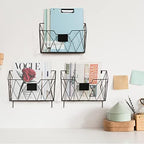 Wall File Organizer, 3 Pack Metal Wall Basket File Holder for Home Office - Image 4