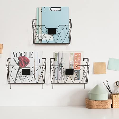Wall File Organizer, 3 Pack Metal Wall Basket File Holder for Home Office - Image 4