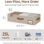 StorageWorks 5 Inch Low Profile Under Bed Storage Containers with Clear Lid | Reinforced Structure, Resists Sagging, Handles & Label Holder, Foldable Stackable Closet Storage for Clothes, Blankets, Toys - Image 2