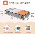 combocube 4 Pack Under Bed Storage Containers, Stackable Closet Organizers and Storage Bins with Sturdy Support, Foldable Underbed Clothes Storage Box for Blanket, Comforter, Sweater, Pillows, Shoes - Image 4