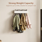CycleCrew Solid Wood Wall Mounted Coat Rack with Shelf Hooks - Modern Floating Shelves with 5 Hidden Hooks, Heavy Duty Entryway Coat Key Holder Hanger for Hallway Bathroom Bedroom Home Decor - Image 3