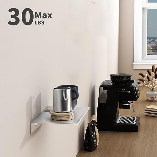 Danpoo 8 inch Small Floating Shelf for Wall Organizer & Storage, Mini Display Shelf, Metal Wall Shelf for Bathroom, Living Room, Kitchen, Bedroom(Silver) - Image 4