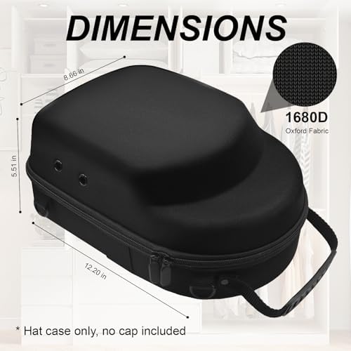 Hard Hat Travel Case for Baseball Caps 1 Piece Black - Hat Protector with Handle, Adjustable Shoulder Strap & Luggage Strap, Stores 6 Hats for Travel, Home, Gifts - Image 3