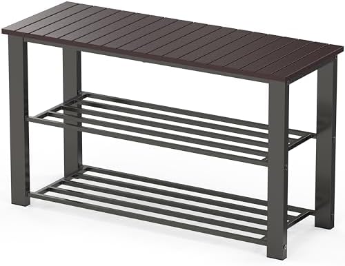Simple Houseware Wooden Top Shoe Rack Bench for Entryway, Dark Brown by SimpleHouseware
