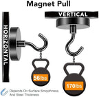 MIKEDE Magnetic Hooks Heavy Duty 170LB+ Strong Black Magnets Hook - Image 2