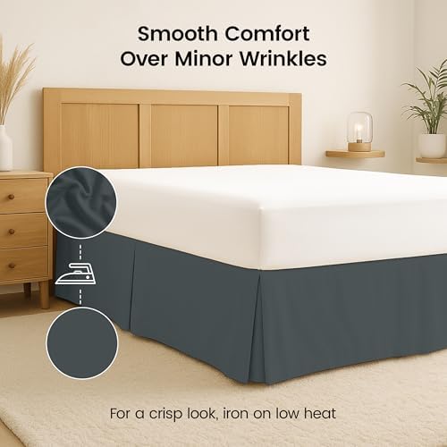 Full Bed Skirt, Hides Under-Bed Storage 16 Inch Drop, Pleated, White - Image 6