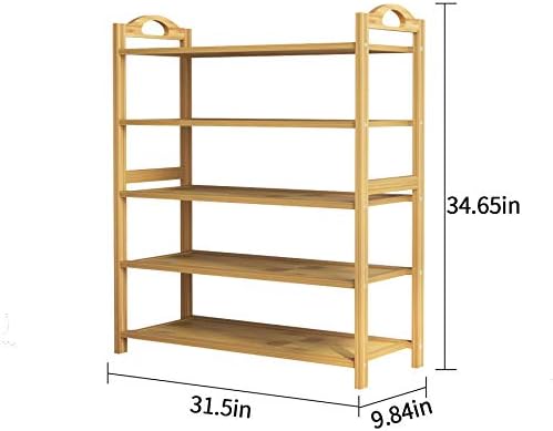 UDEAR Bamboo Shoe Rack 5-Tier Shoe Storage Organizer Entryway Shoe Shelf - Image 3