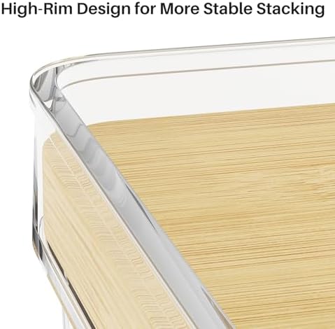4 Set Pantry Organizer and Stackable Storage Kitchen,Sturdy and Durable Storage Basket for Potato, Onion, Garlic, Fruit, Vegetable, Produce, Clear Plastic Storage with Lid&Handle - Image 4