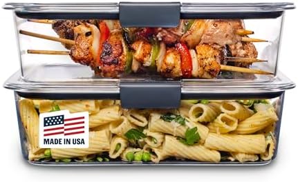 Rubbermaid Brilliance BPA-Free Food Storage Containers with Lids, Airtight Clear Set of 2 (9.6 Cup), Ideal for Lunch, Meal Prep, and Leftovers by Unknown