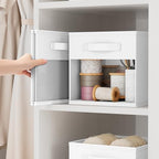 DIMJ Cube Bins, 12.2-Inch Storage Bins Cubes with Window, 6 Packs Collapsible Storage Bins with Handles, Closet Storage Baskets for Organizing Living Room, Office, 8 Pack,White - Image 3