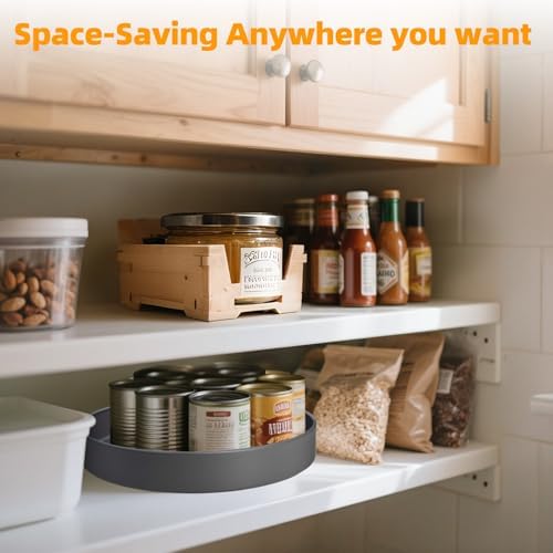 Metal Lazy Susan Organizer, 12 Inch Anti-Rust Turntable for Cabinet, Kitchen, Dining Table, Bathroom – Rotating Spice Rack, Spinner Storage, Round Carousel Organizer for Countertop Gunmetal - Image 5