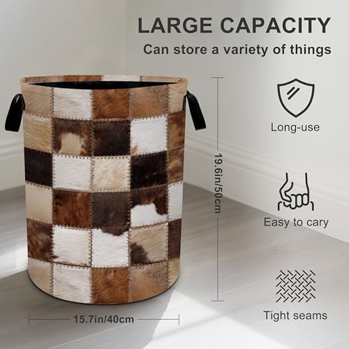 Cow Laundry Basket Storage Bin Foldable Laundry Hamper Clothes Storage Bucket Organizer 19.6x15.7 Inch For Laundry Room/Bedroom/Bathroom - Image 4