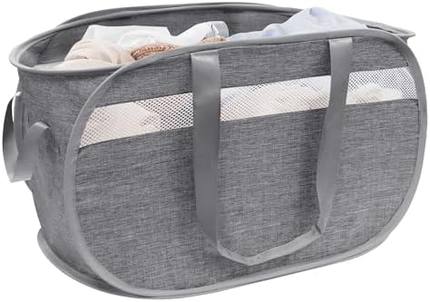 Collapsible Tear Proof Laundry Baskets with Dual Handles, Grey by TECHMILLY