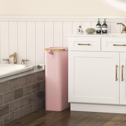 Lifewit 65L Slim Laundry Hamper with Lid and Removable Bag, Pink - Image 2