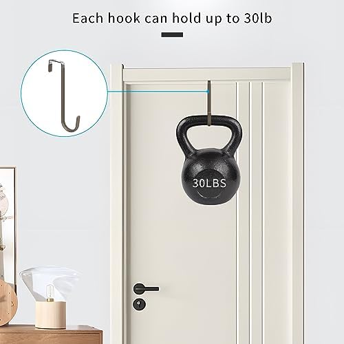 FYY Over the Door Hooks, Single-Hanger 4 Pack, Fits Doors 1.6" Brown - Image 4