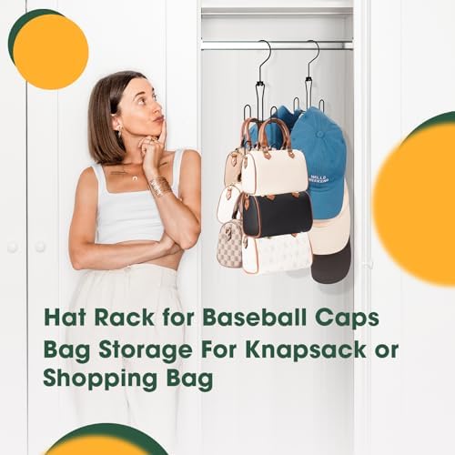 Purse Hanger Purse Organizer for Closet,Rotatable Metal Bag Organizer,Purse Holder for Handbags,Belts,Scarves,Tote,Baseball Hats,Backpacks(Black) - Image 5