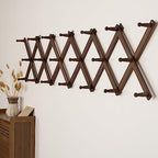 SKOLOO Hat Rack for Wall with 20 Hooks, Solid Wooden, Modern, Expandable Coat Rack Wall Mount for Coats, Hats, Bags, Baseball Caps, Walnut Color - Image 4