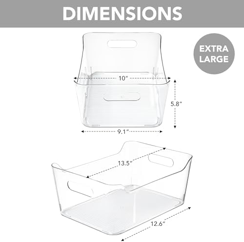 Tiawudi 2 Pack Plastic Storage Bins, Extra Large Pantry Organizer, 13.5" x 10" Clear Storage Containers and Organizer Bins, Multi-Use Bins for Home, Kitchen, Closet and Cabinet - Image 2