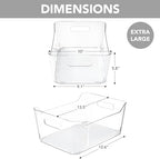 Tiawudi 2 Pack Plastic Storage Bins, Extra Large Pantry Organizer, 13.5" x 10" Clear Storage Containers and Organizer Bins, Multi-Use Bins for Home, Kitchen, Closet and Cabinet - Image 2