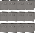 Yinder 12 Pcs Cube Storage Bin Grey 10.5''x10.5''x11'' Storage Bins for Playroom Decor Colorful Bins for Kids Foldable Baskets for Nursery Organizer Boxes Fabric Boxes by Yinder