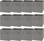 Yinder 12 Pcs Cube Storage Bin Grey 10.5''x10.5''x11'' Storage Bins for Playroom Decor Colorful Bins for Kids Foldable Baskets for Nursery Organizer Boxes Fabric Boxes by Yinder