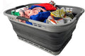 SAMMART 42L (11 Gallon) Collapsible Plastic Storage Basket - Foldable Pop Up Storage Container/Hamper - Portable Laundry Organizer - Space Saving (Grey/Black, 42L (Style A)) by SAMMART