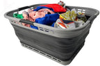 SAMMART 42L (11 Gallon) Collapsible Plastic Storage Basket - Foldable Pop Up Storage Container/Hamper - Portable Laundry Organizer - Space Saving (Grey/Black, 42L (Style A)) by SAMMART