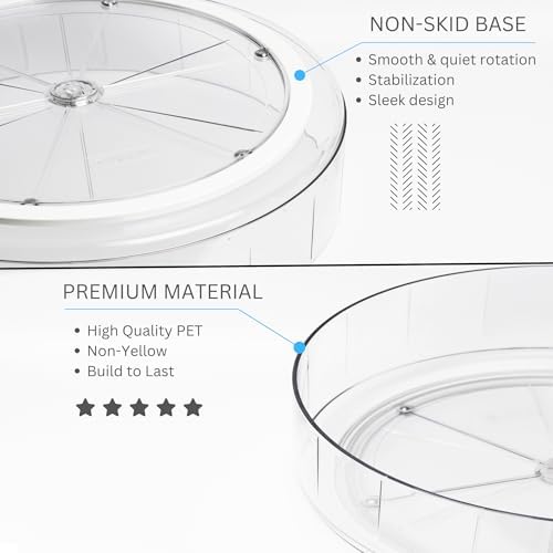 NOSTALGIQ 3-Pack Lazy Susan Organizer | Rotating Pantry Organizers and Storage | Clear Lazy Susan for Table Top, Cabinet Organizer, Perfume Organizer, Spice Rack Organizer (9", 10", 11") - Image 3