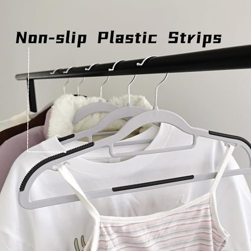 Plastic Clothes Hangers 50 Pack, Slim Space Saving Hangers with Anti-Slip Grip, 16.5 Inch Non Slip Coat Hangers with 360° Swivel Hooks for Shirts, Pants, Jackets & Closet Organization - Image 5