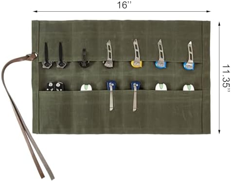 Knife Display Bag with 12 Slots Pocket Knives,Folding Knife Holder Organizer,Tactical Outdoor for EDC Mini Knife Bags,Knives Roll Collection Protector Bag - Image 2
