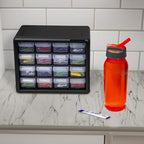 Akro-Mils 16-Drawer Plastic Storage Cabinet | 10-1/2 x 6-1/2 x 8-1/2 Inch | Black | Model 10116 | Garage Organization - Image 2
