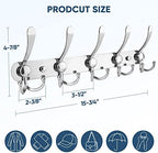 TICONN Wall Mounted Coat Rack, Five Heavy Duty Tri Hooks All Metal Construction for Jacket Coat Hat in Mudroom Entryway (Chrome, 2-Pack) - Image 2