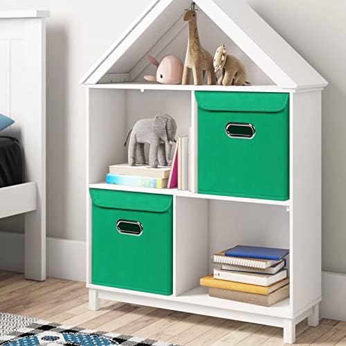 Closet Organizers Fabric Storage Bins With Lids Collapsible Cube Storages Organizer Basket With Handles,Storage Boxes for Clothes Storage,Office,Toys,3 Pack,（Green - Image 5