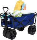 Mac Sports Heavy Duty Collapsible Folding All Terrain Utility Beach Wagon Cart, Blue/Black by MacSports