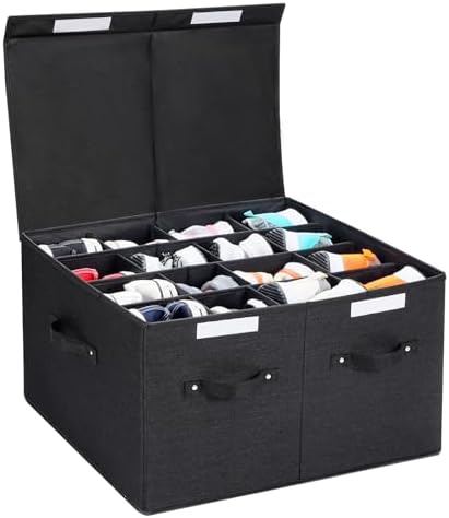 Shoe Organizer for Closet, Shoe Storage Box with Adjustable Dividers by FBBABB