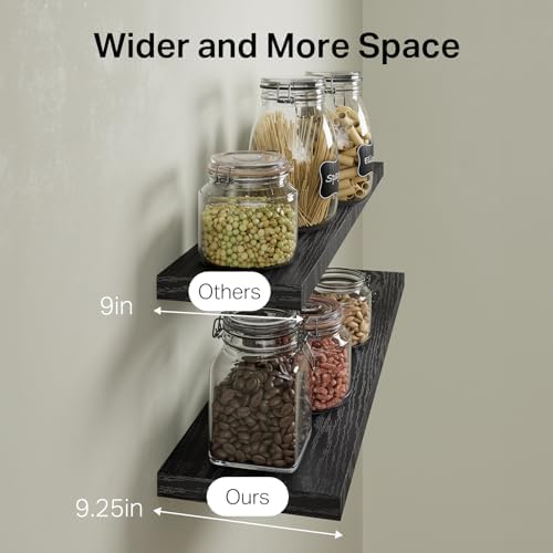 BAYKA Black Floating Shelves 47.2in, Set of 2, Wall Mounted for Wall Decor - Image 6